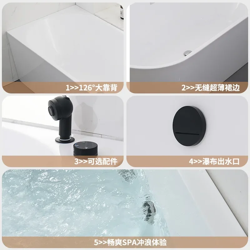 for Acrylic Independent Rectangular Bathtub High Quality Hot Tub for Household Use Foreign Trade Export