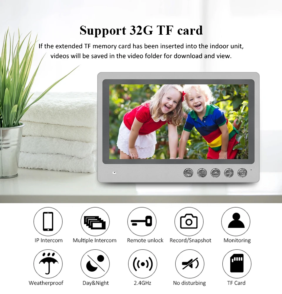 9 Inch TFT Màn Hình Wifi Video Cửa Điện Thoại Liên Lạc Nội Bộ Hệ Thống Với Màn Hình 700 TVL Chống Nước Ứng Dụng Máy Ảnh Từ Xa Contol Mở Khóa