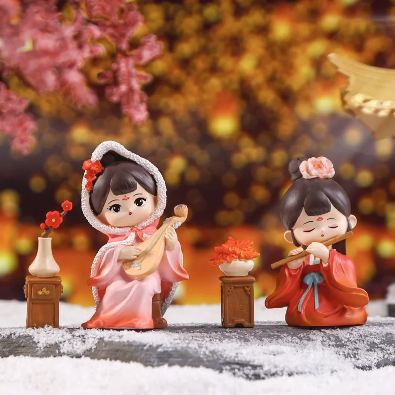 

Китайские национальные цветные украшения с длинной песенкой, сезонный дизайн, настольные изделия из смолы, креативные и милые украшения, загадочная коробка, игрушка