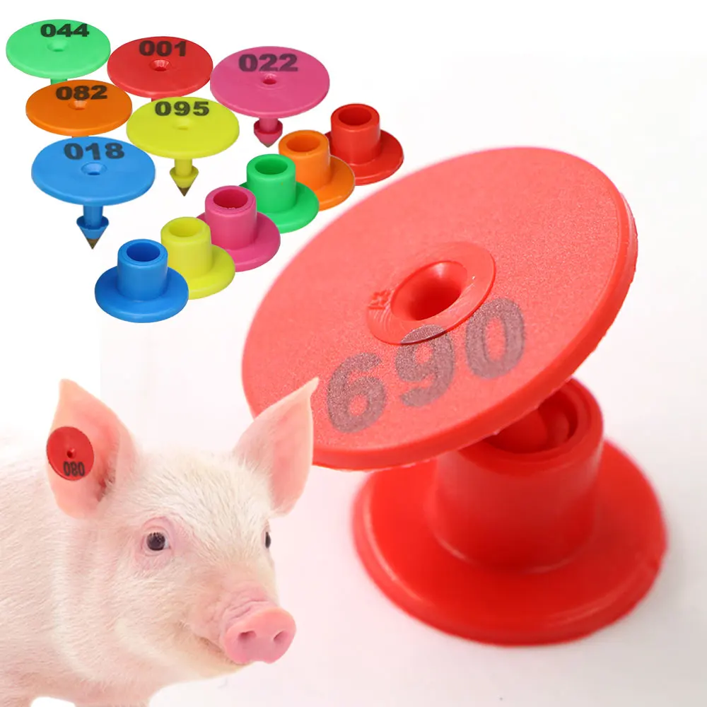 20 قطعة عدد عشوائي جولة خنزير الأذن العلامة ضياء: 2 سنتيمتر البلاستيك القرط ل مزرعة الماشية بمناسبة الأغنام أرنب الحيوان بطاقة التعريف #1