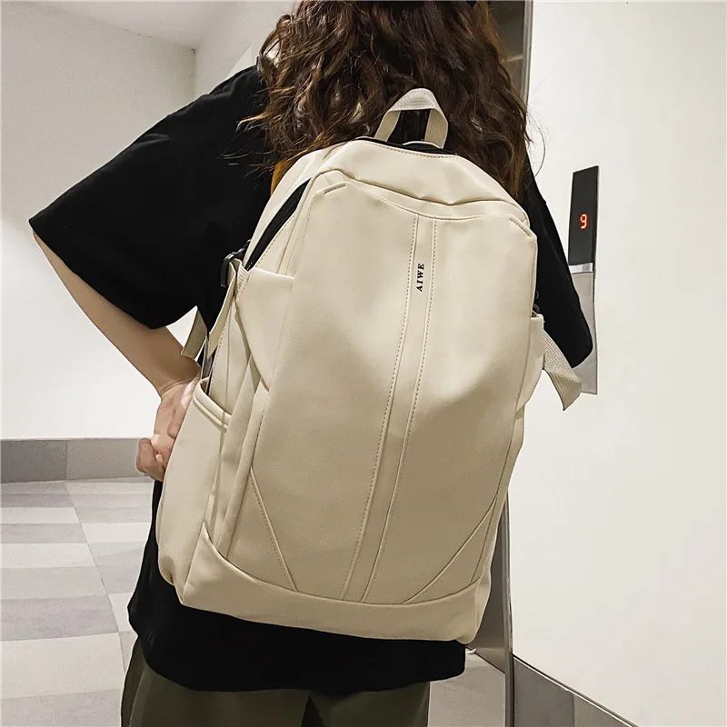 Einfarbig vielseitige weiche Leder Rucksack Unisex Schüler Schult asche große Kapazität Mode trend ige Reise Computer Rucksack