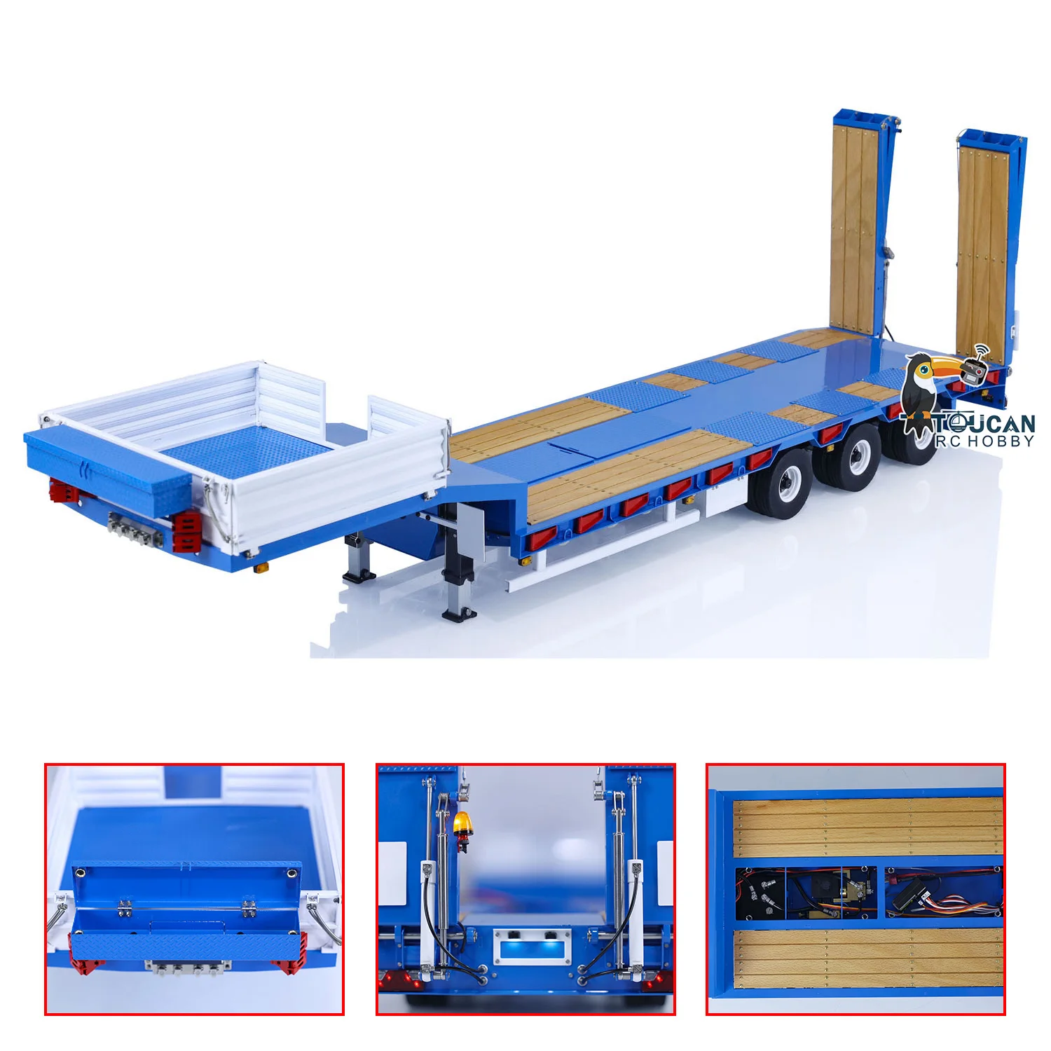 LESU RC Hydraulic Metal Trailer 1/14 Electronic Lifting Tailboard Painted Assembled for Tractor Truck Car DIY Model TH23023