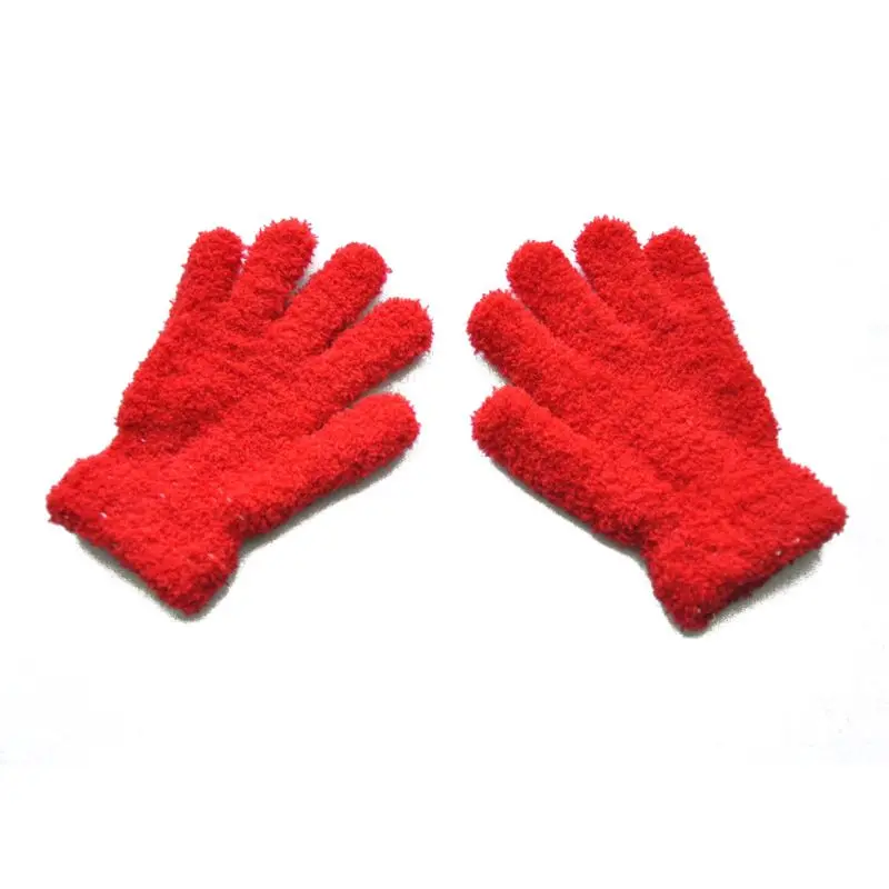 Toddler Solid Color Gloves Mittens Windproof Winter Plush Colorful Gloves Thick Warm Soft Hand Wear Keep Warm