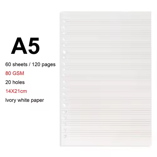 A4/B5/A5 Loose Leaf Refill Binder Notebook Blank/Line/Grid/Cornell Replacable Metal Ring Office&School Supplies Stationery - Image 17