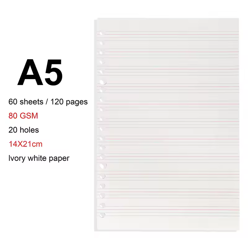 A4/B5/A5 Loose Leaf Refill Binder Notebook Blank/Line/Grid/Cornell Replacable Metal Ring Office&School Supplies Stationery - Image 17