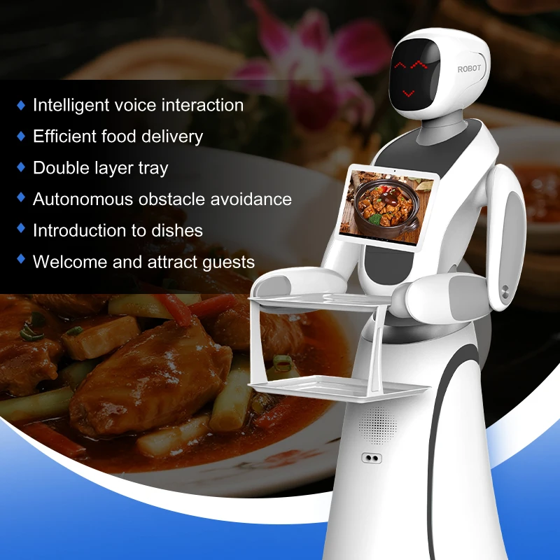 Flexible Table Routing Automatic Charging 6 Axis IP67 5KG Payload Restaurant Service Intelligent Delivery Robot