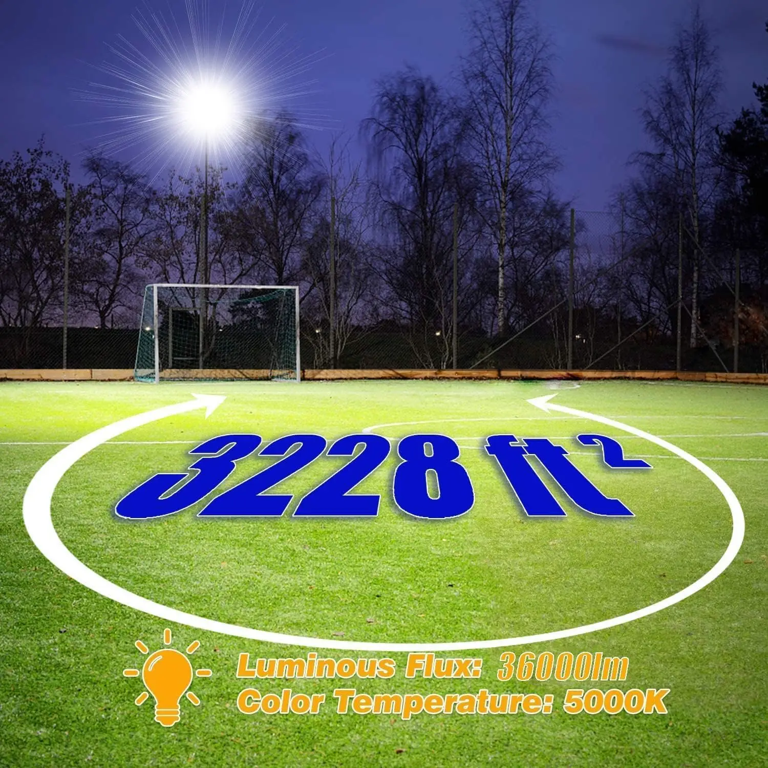 LED Parking lot Dusk to Dawn Stadium Flood Light Outdoor Commercial 5000K  for Sports Fields Court Arena Security Area(3 Pack)