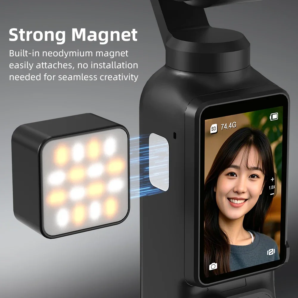 Flymile Pocket 3 Magnetyczne światło wypełniające do DJI Osmo Pocket 3 Mini Led Video Light Live Vlogging 300mAh Akumulator