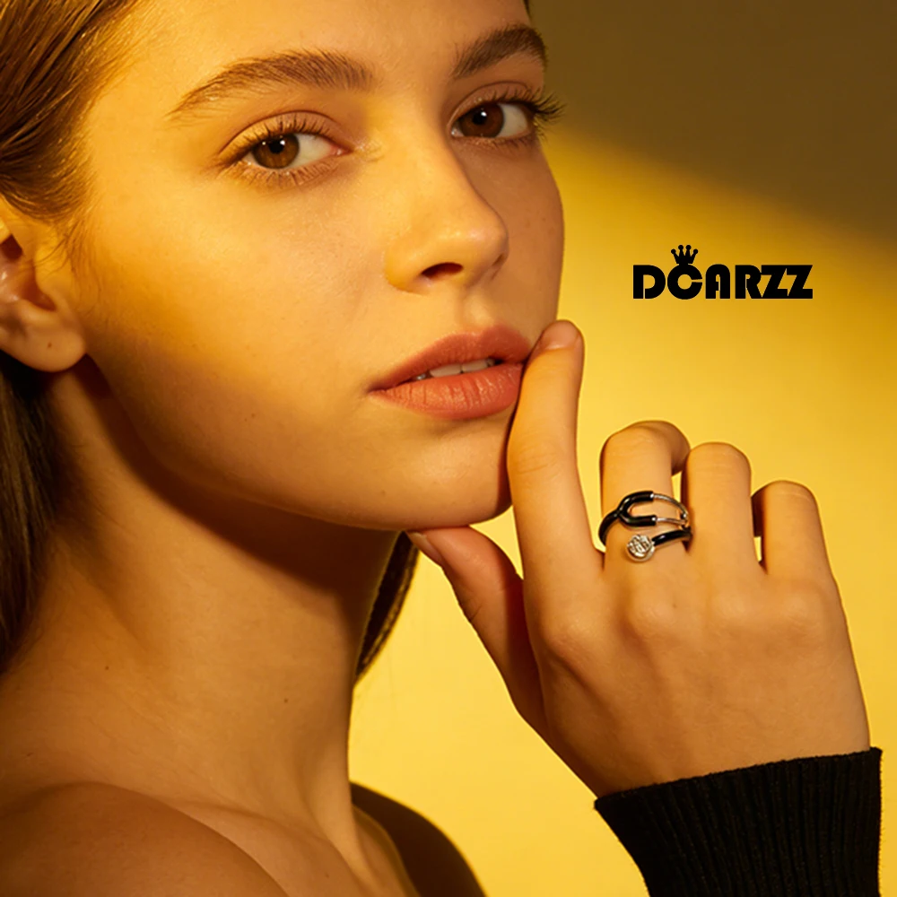 DCARZZ Size 6-8 Black Enamel Stethoscope Ring Medical Medicine Ring for Doctor Nurse Finger Ring Jewelry Accessory Gifts
