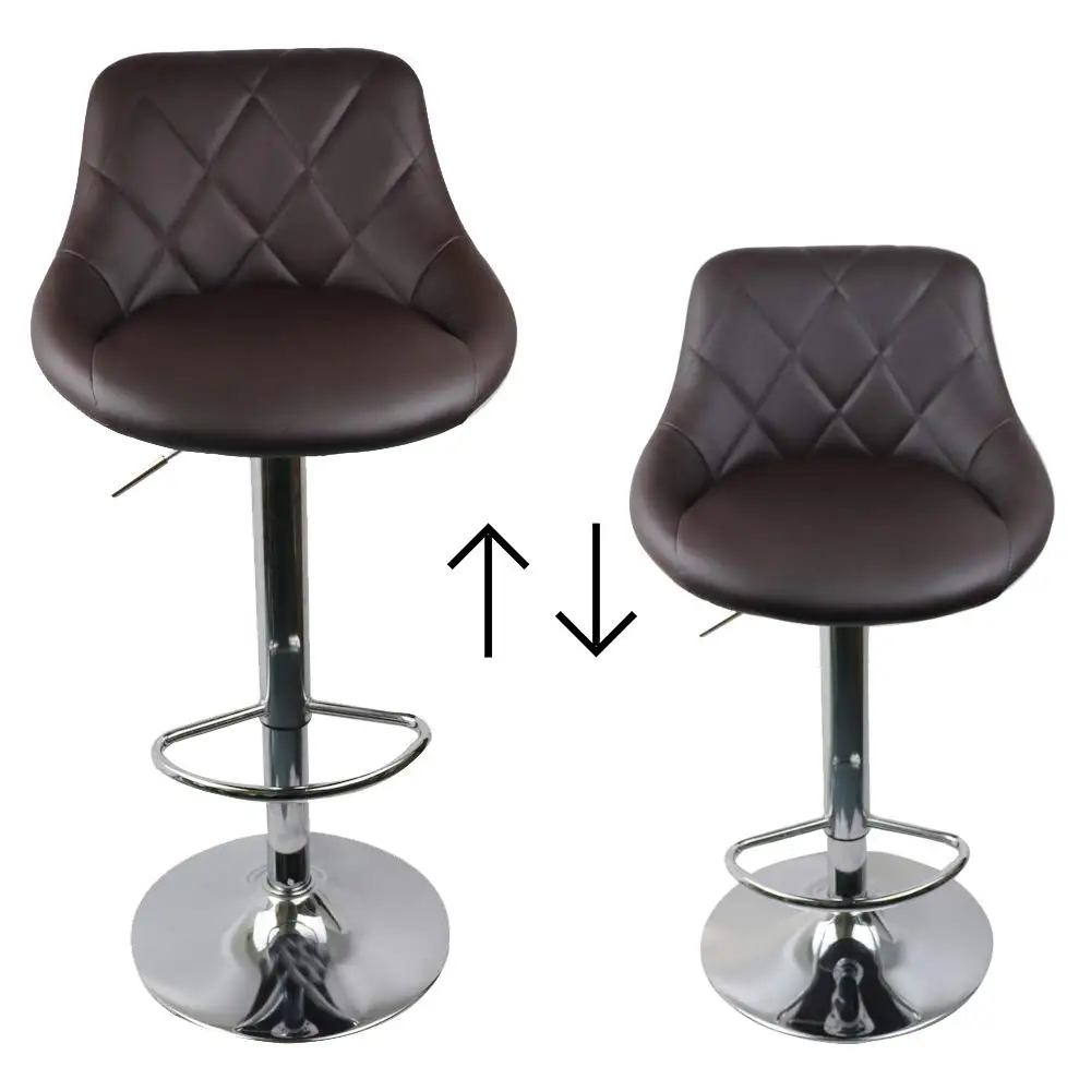 Height Adjustable Swivel Bar Stools Set of 4 with Back PU Leather Kitchen Counter Dining Chair Brown, Customized - view 6