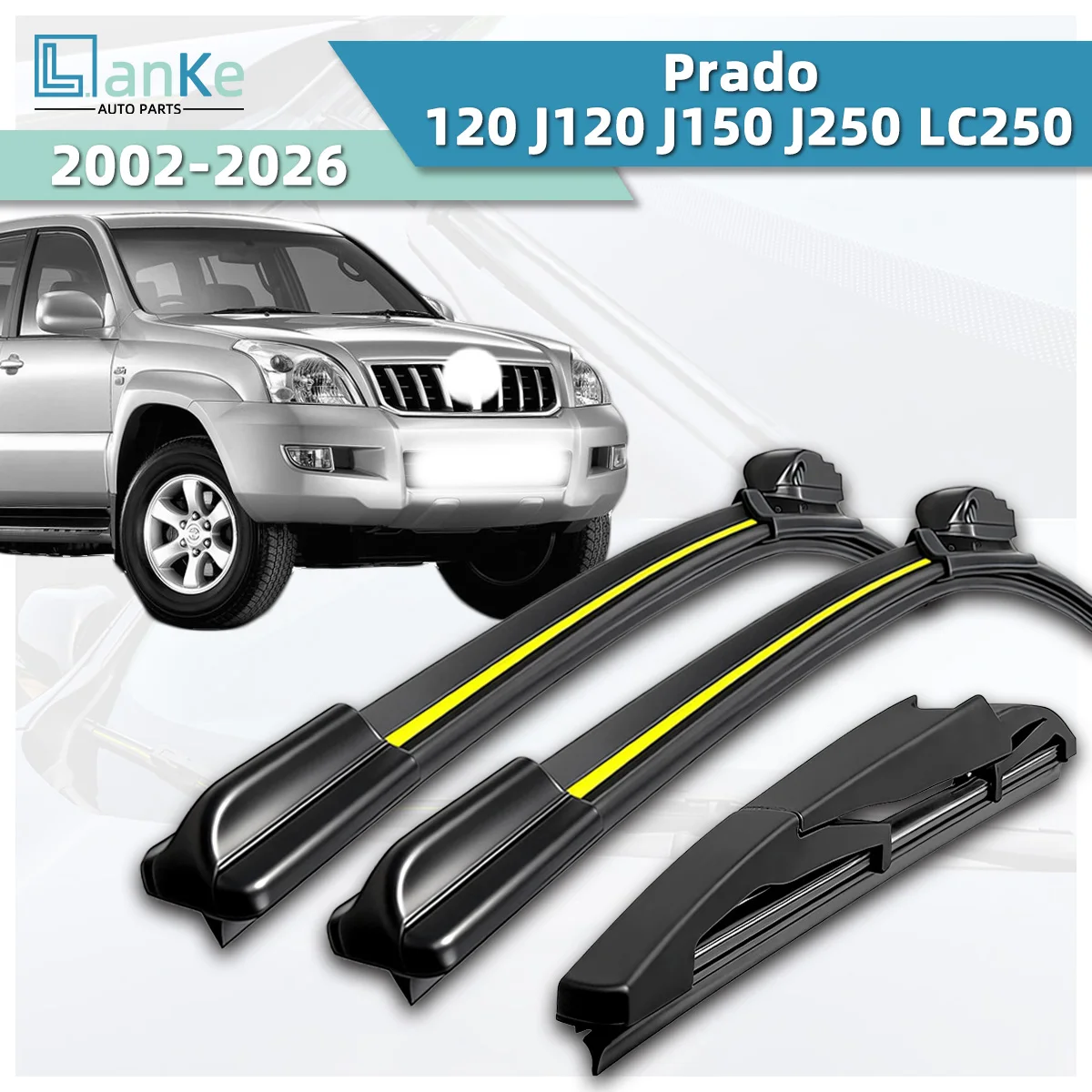 

Lanke Wiper Fit For Toyota Prado 120 J120 J150 J250 LC250 (2002-2026) Natural Rubber Strip Boneless Silence Car Windshield Wiper