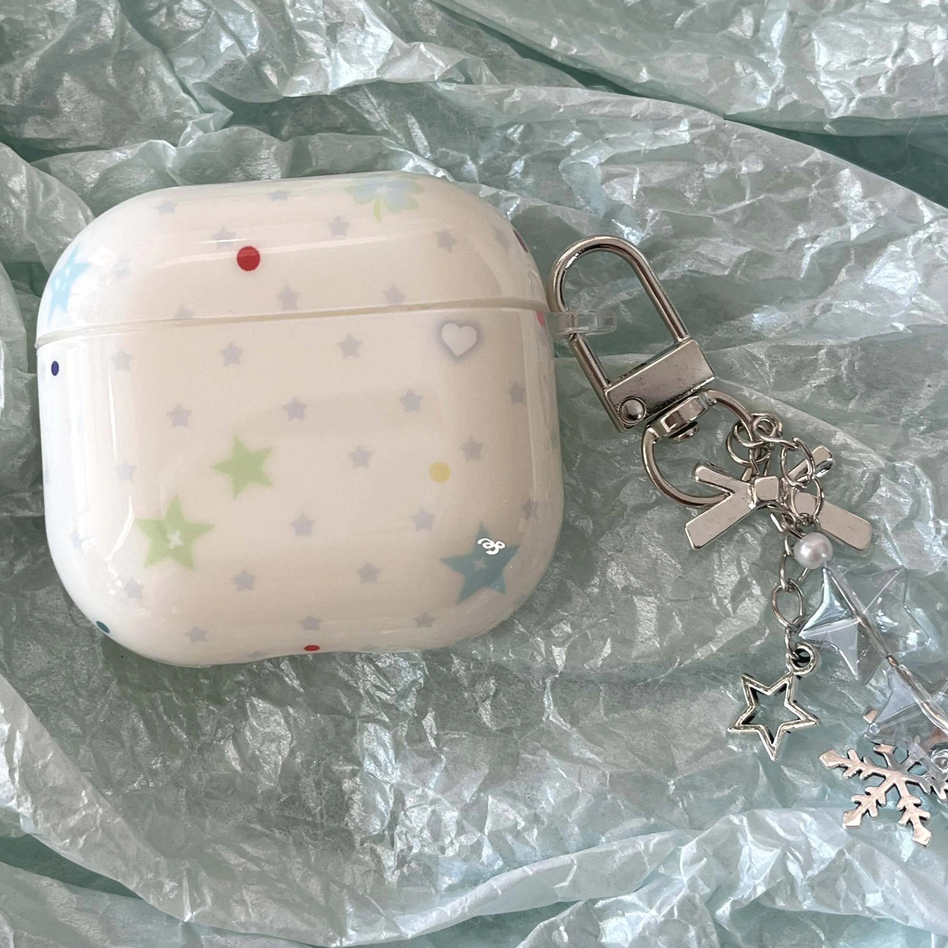 Cartoon stars point imd earphone case cool pendant imd wireless bluetooth charging box for apple airpods 4 1 pro 2nd 3 2 cover