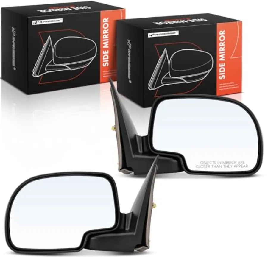 

Pair 2 Driver and Passenger Manual Door Mirror - Compatible with Chevy GMC and Cadillac - Silverado Suburban Avalanche Tahoe Si