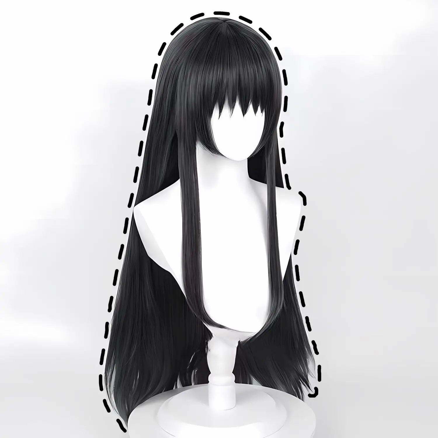 Peruca cosplay Puella Magi Homura Akemi |   Peruca completa extra grossa Jet Black para fotos de convenção