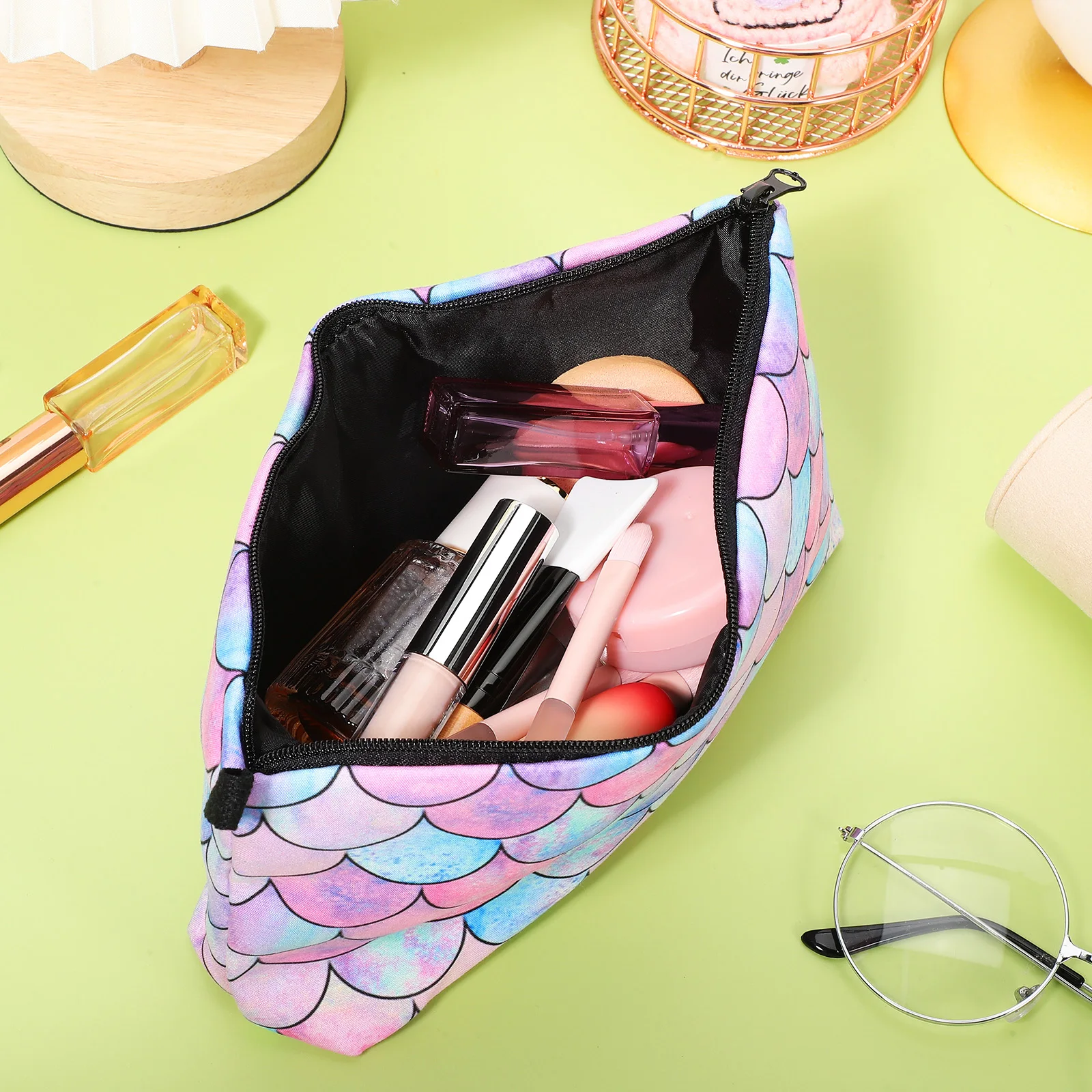 

Makeup Bag Women Travel Case Bulk Polyester Black Man Zipper Pouches Spacious Strong Unique Versatile Portable