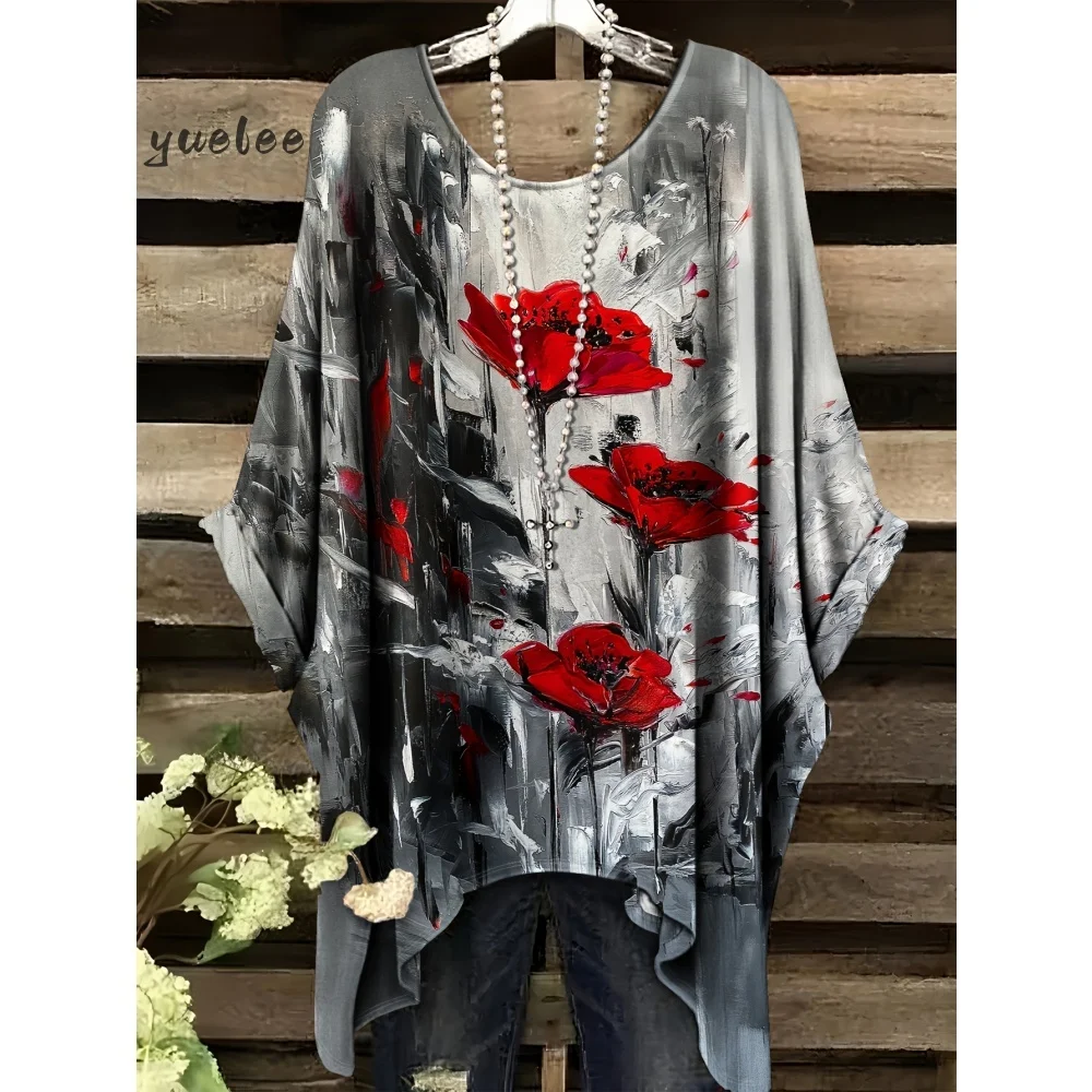 Summer Woman Clothes Fashion T-Shirt Women Enchantress Rose Fish Scale Pattern Tops Vintage O-Neck Women's Short Sleeve T-Shirt