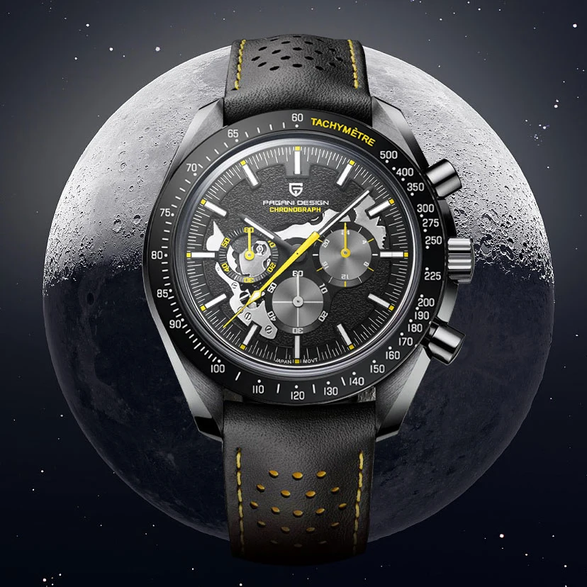 PAGANI DESIGN New 2024 Quartz Men\'s Watches Moon Top brand Luxury Watch Men Skeleton Sport Chronograph AR Sapphire Wrist Watch