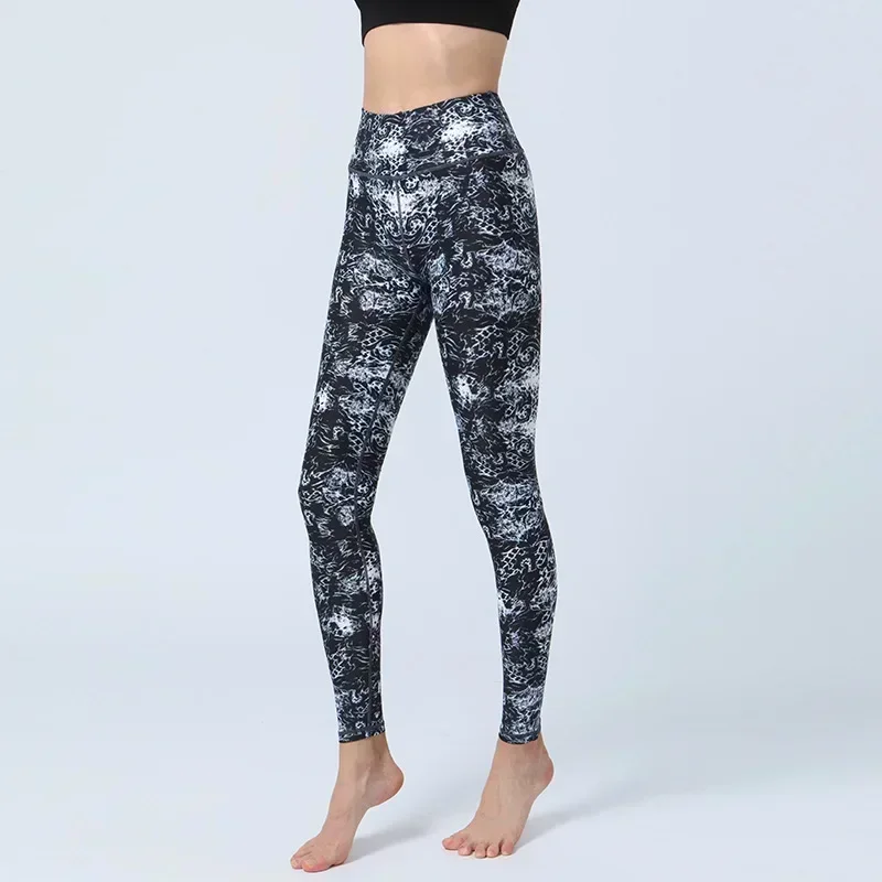 Mallas deportivas ajustadas estampadas para mujer, Leggings de cintura alta, levantamiento de glúteos, Fitness, baile, con alta elasticidad, prendas