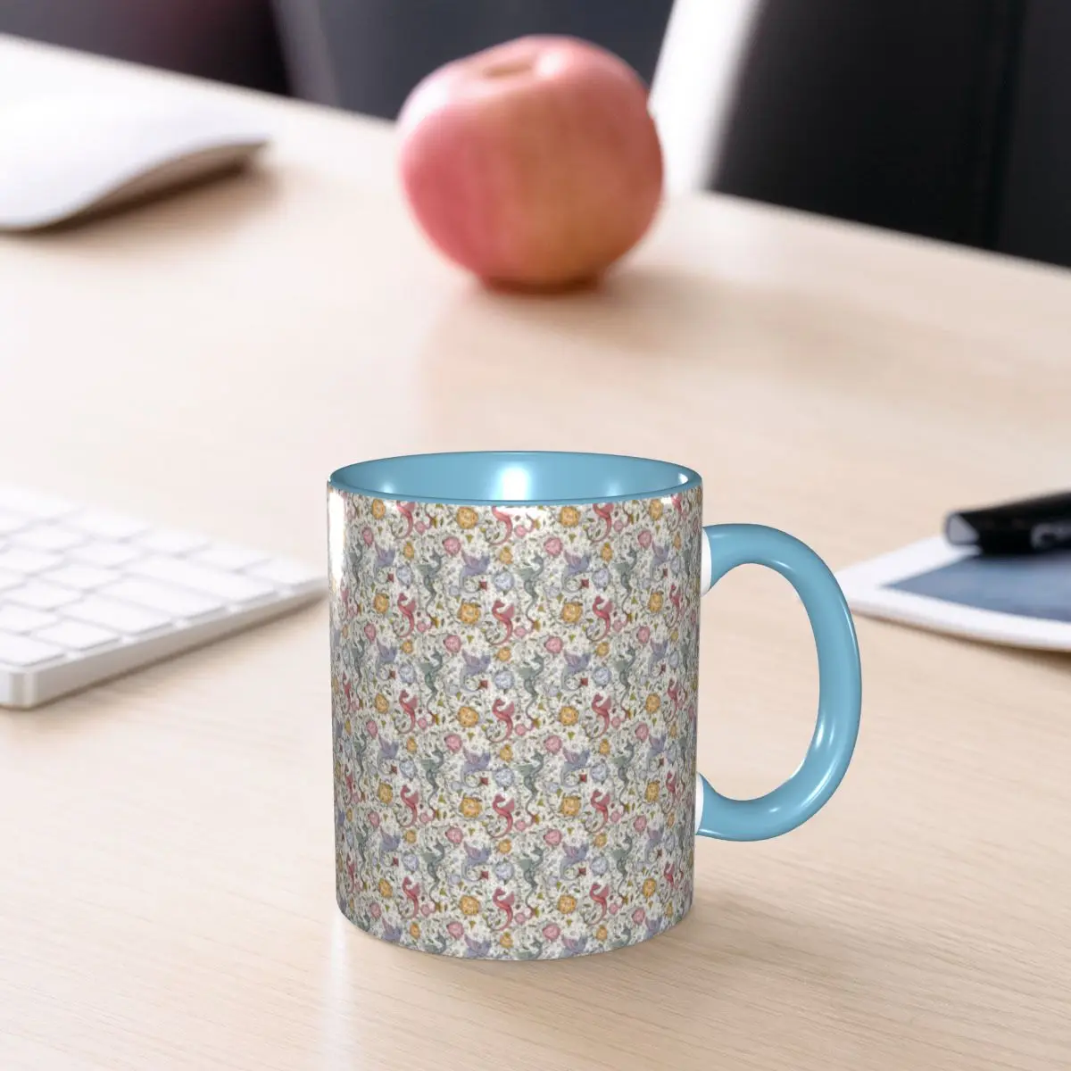 Medieval Dragon And D20 Dice Dnd Pattern Mug Funny Ceramic Coffee Cups Tea Mugs Milk Cup Drinkware Gifts for Friends
