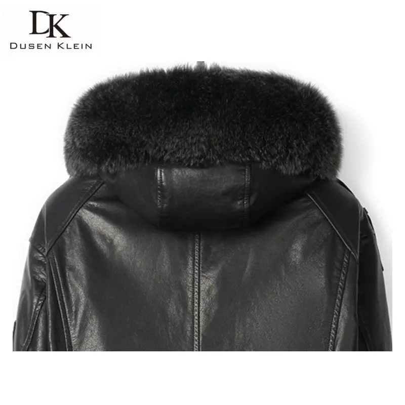 Men Genuine Leather Jackets Leather Down Coats Winter Warm Coat Sheepskin+Duck Down 6XL N-Y2302