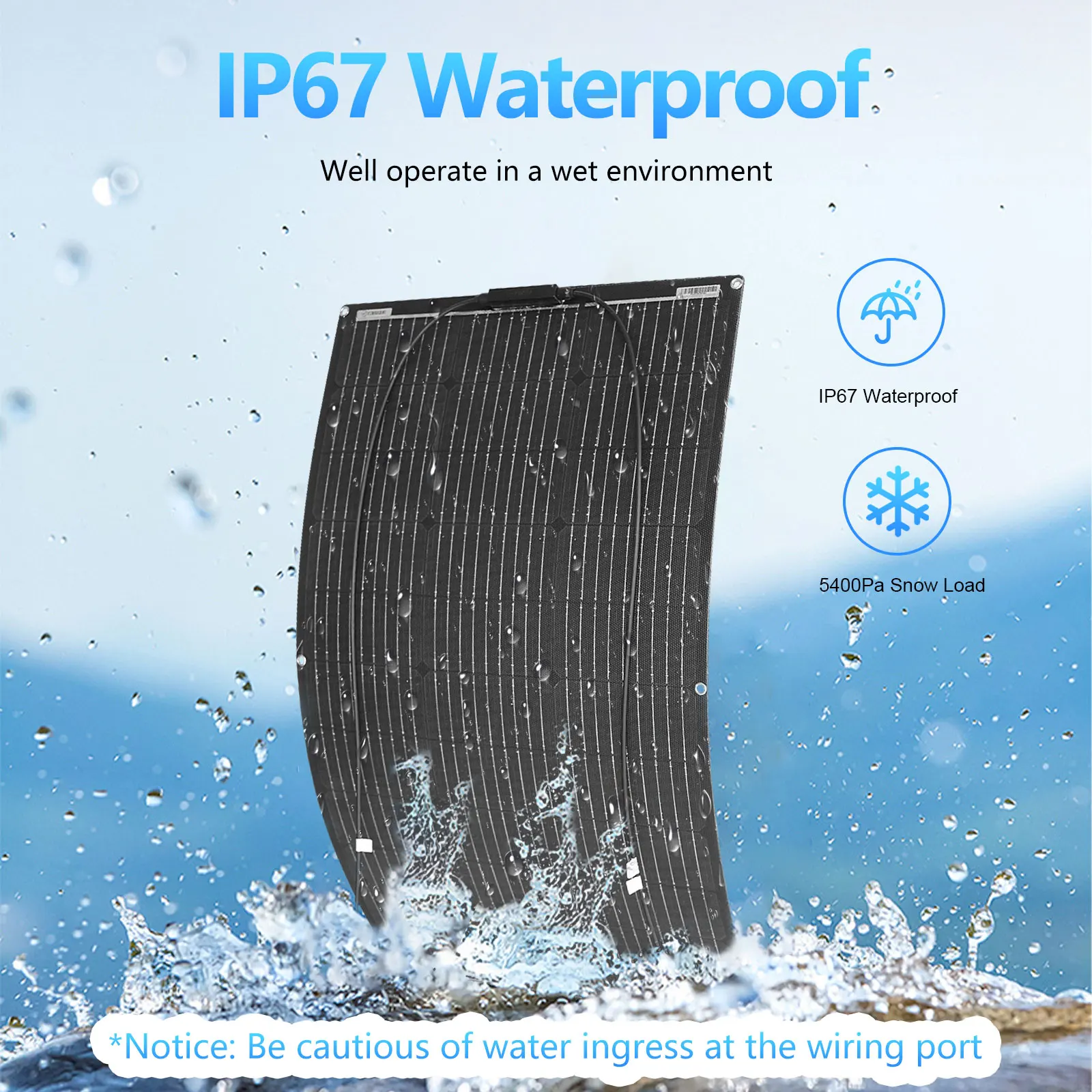 12 فولت ETFE لوحة طاقة شمسية مرنة 600 واط 100 واط 200 واط 300 واط 400 واط 500 واط انحناء مقاوم للماء أحادي البلورية مع النظام والملحقات