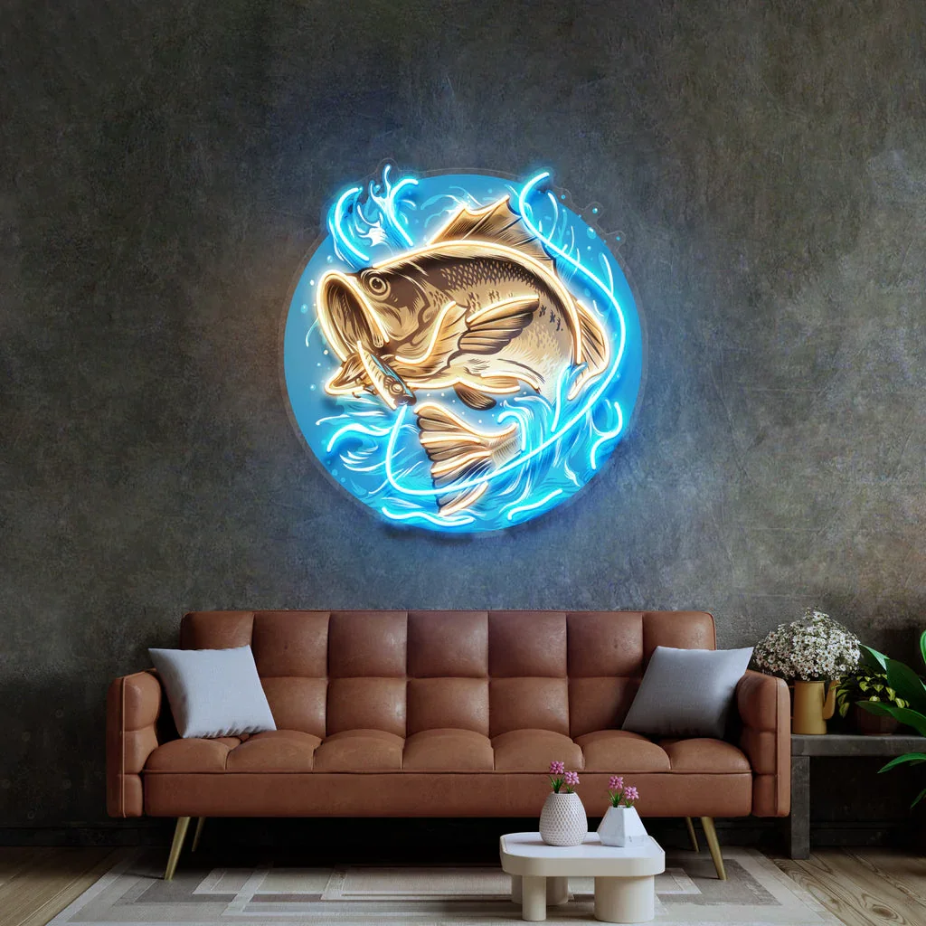

Glow Fishing Neon Sign Fishing Logo Neon Sign Fishing Pop Art Neon Fishing Shop Art Decor Man Room Decor Gift for Fishing Lover