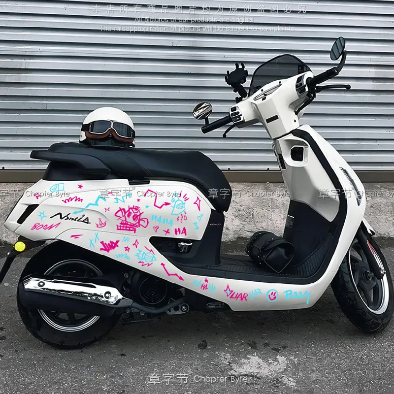 Hollow Reflective Jinx Zaun Graffiti Sticker, Night Hero Decals For Helmet Motorcycle Electric Scooter view 4