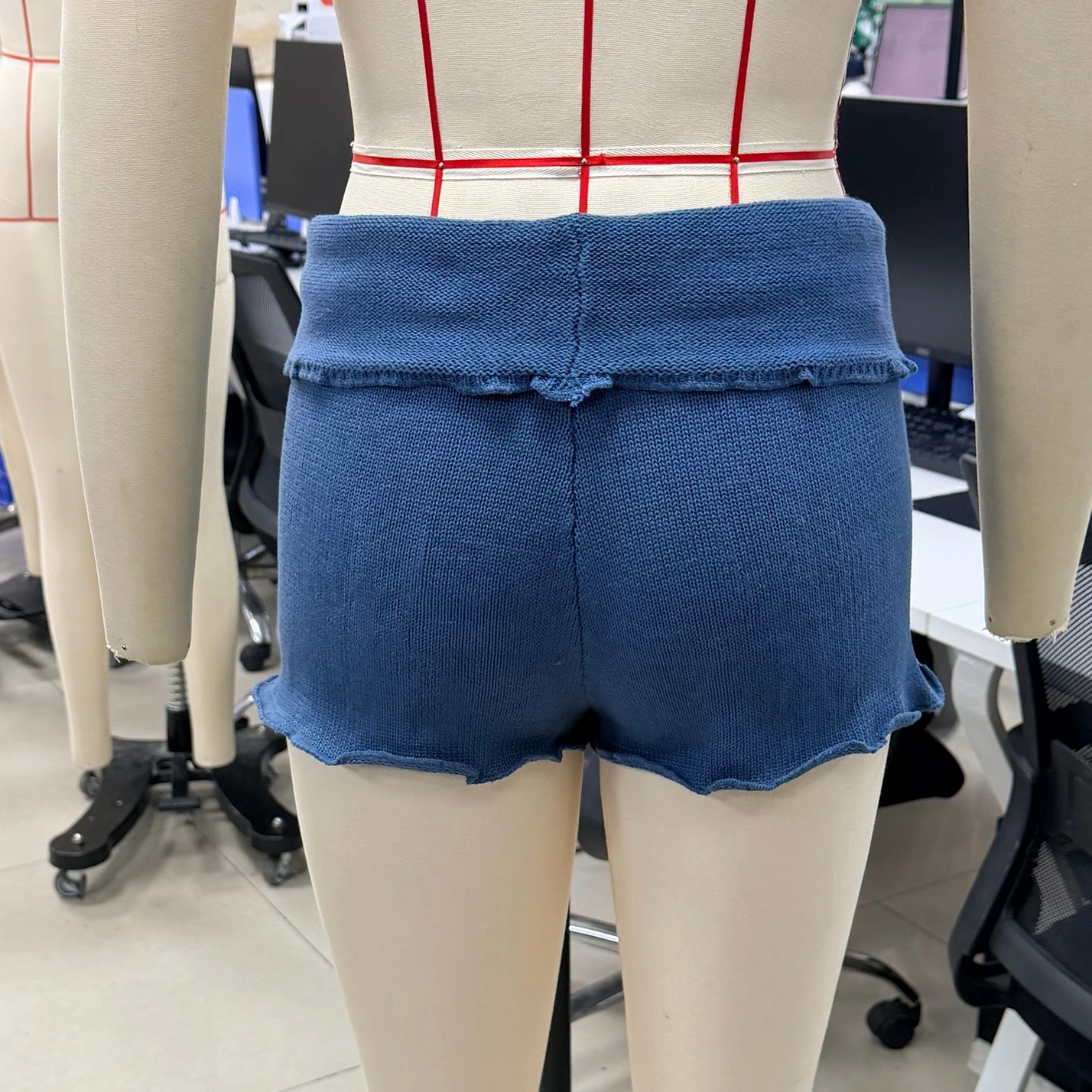 

Женские однотонные вязаные шорты с завязками, складная талия, удобная повседневная модная одежда для отдыха