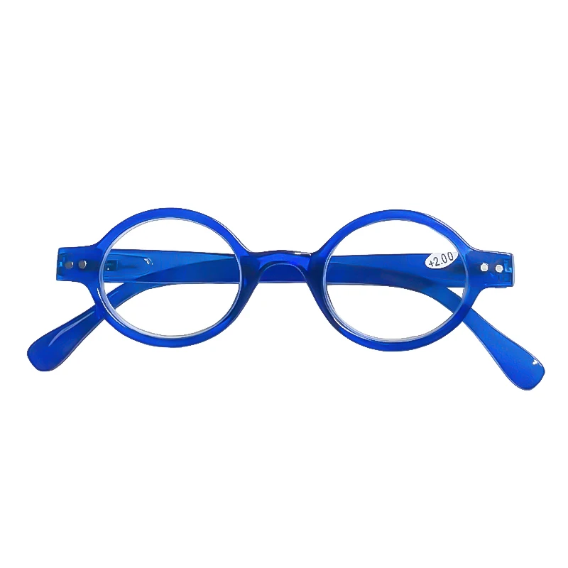 Blauer Rahmen Retro Smart Lesebrille Blaulichtbrille Vintage Runde Brille Damen +1,5+2+2,5+3 – Detail 3