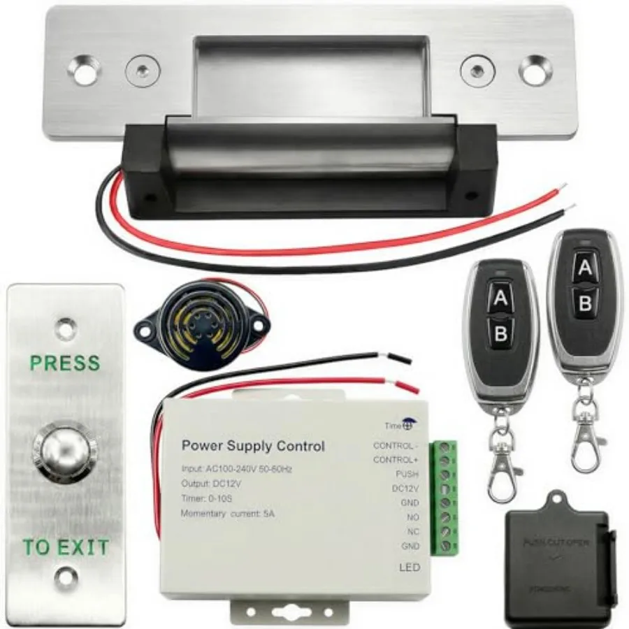 

Upgraded Kit with Wireless Remote Button and Buzzer Fail-Secure/Fail-Safe Adjustable Access Control System 12V DC NO/NC Door Bu