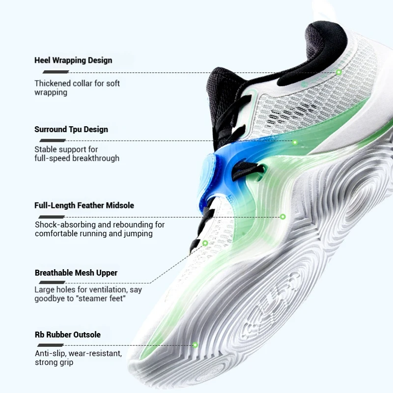 Xtep Light Attack 3 SE Basketball Shoes for Men 2025 Light Wear-resistant Cushioning Support Practical Sneakers 875219120002
