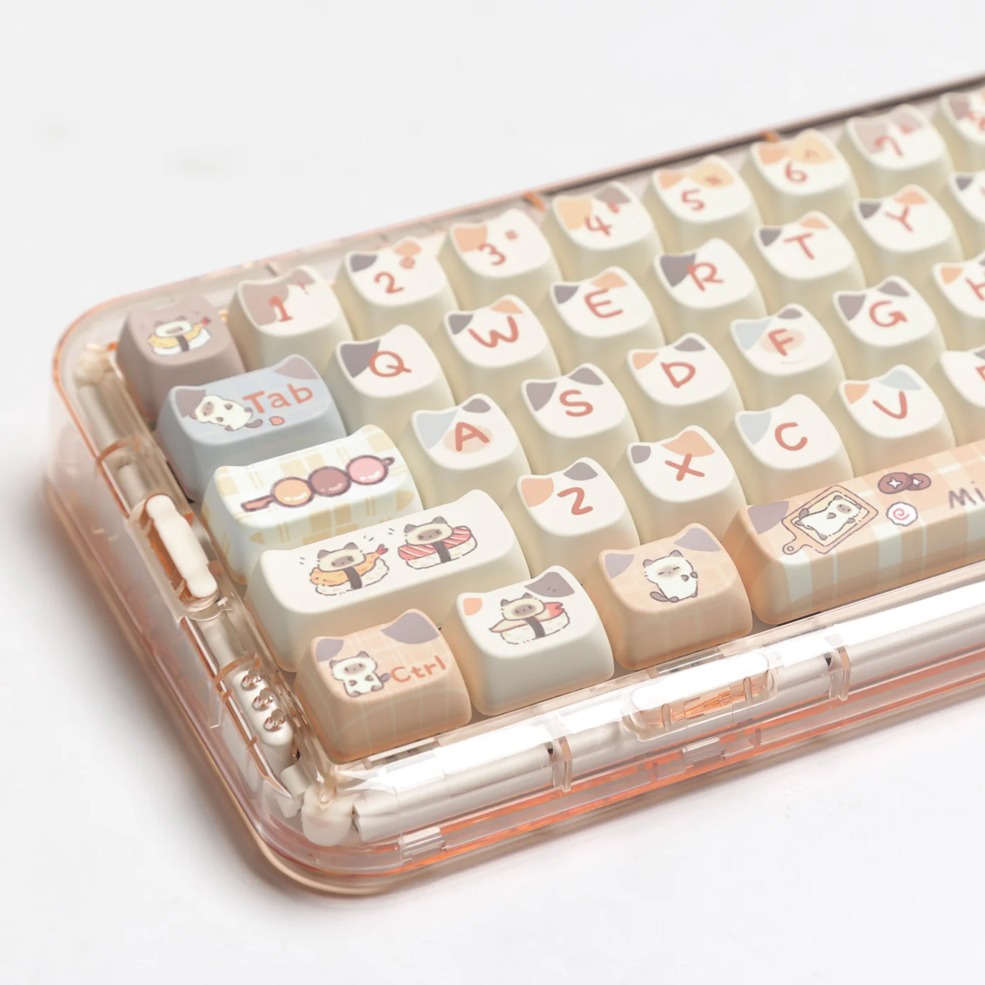 Imagem -02 - Mao Susi Cat Keycaps para Teclado Mecânico Material Pbt Dye-sub Grande Grupo 7u Alice Layout Space Bars Hi75 A61 Keycaps