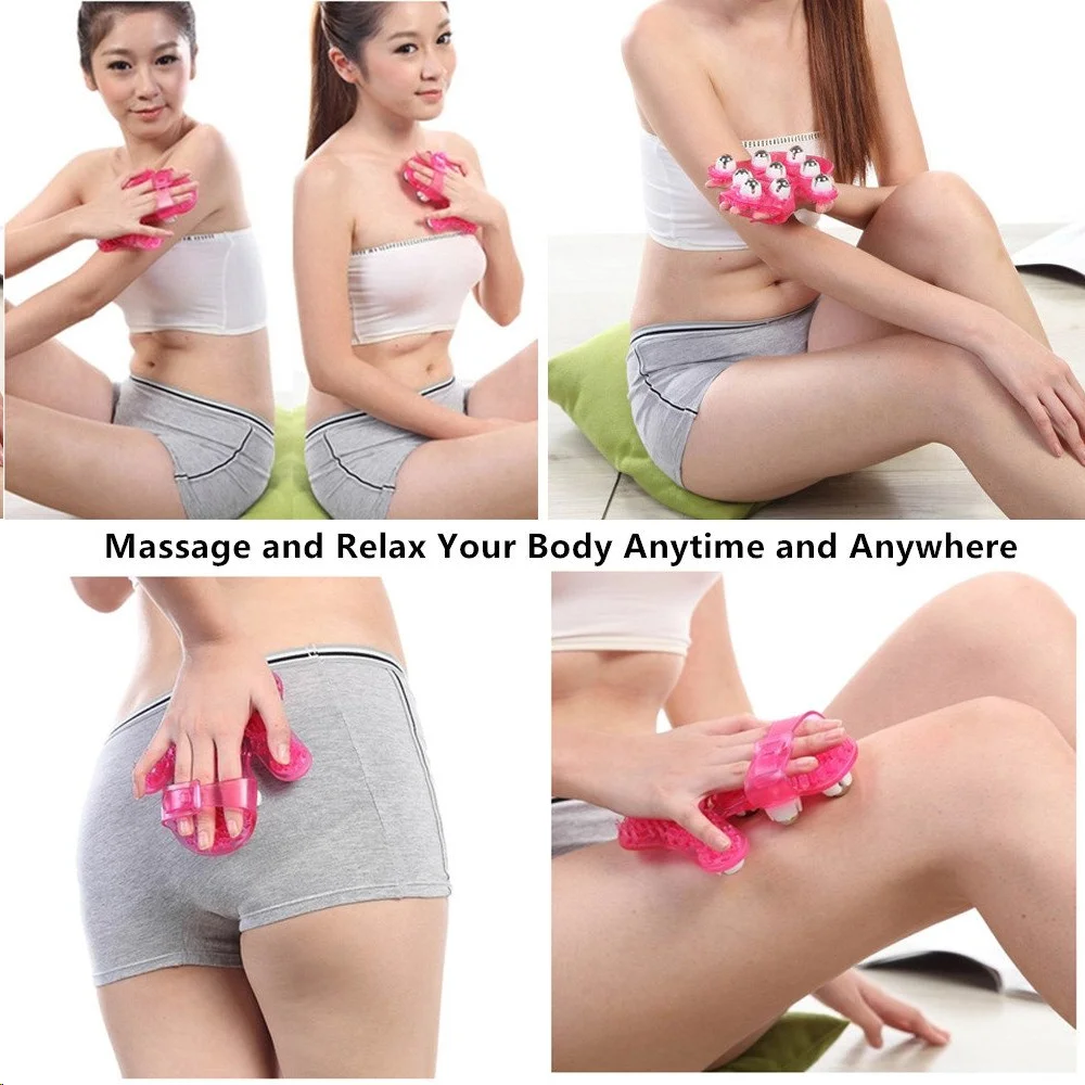 Body Massager Handheld 9 Ball Massage Glove Manual Roller Device for Cellulite Removal and Relaxation