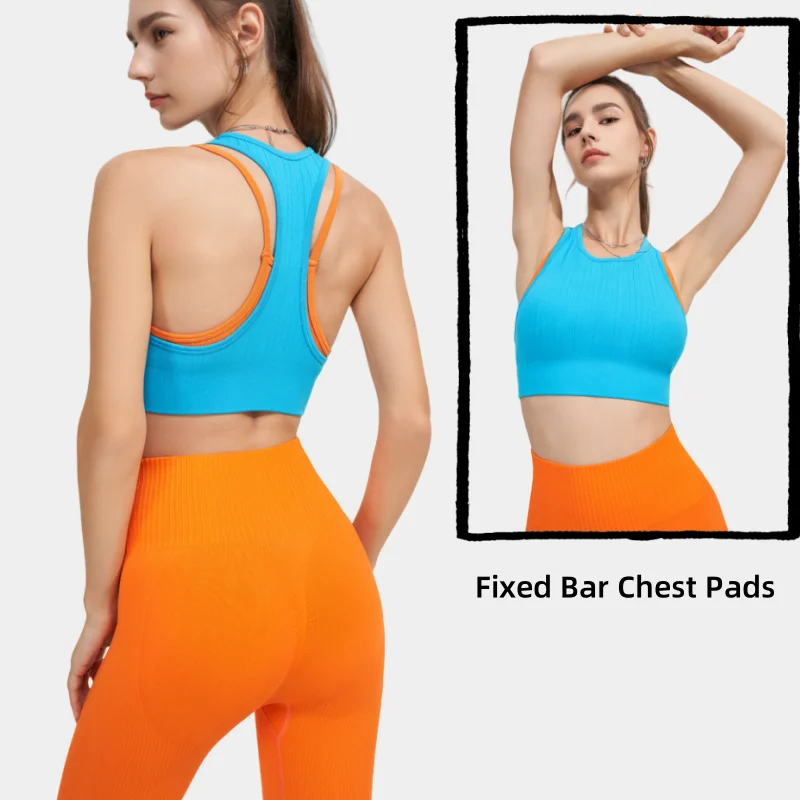 Top Gym Sleeveless Vest Sport Bra Color Clash T-Shirt Fitness Workout  Yoga Woman Clothes Training Running Female Girl Underwear