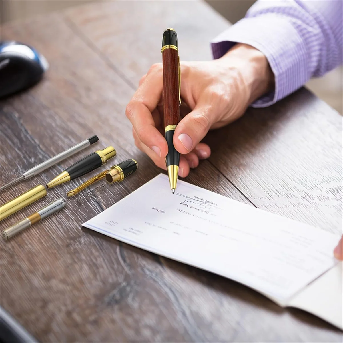 

Набор деревянных ручек BAAQ, 12 шт., набор вращающихся шариковых ручек со сменным медным поворотным столом, принадлежности для классов своими руками D