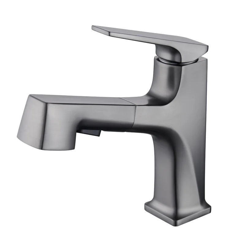 

Single hole pull-out basin faucet, retractable faucet, dual mode water outlet