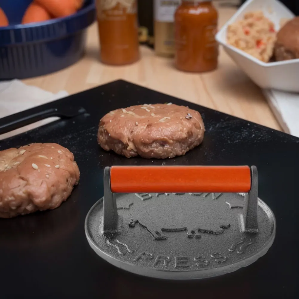 Litého žehlička drtit burger tiskový heavy-duty hamburger patties maso masher oběžník maso tiskový plíseň pro deli meats kuchyň příslušenství