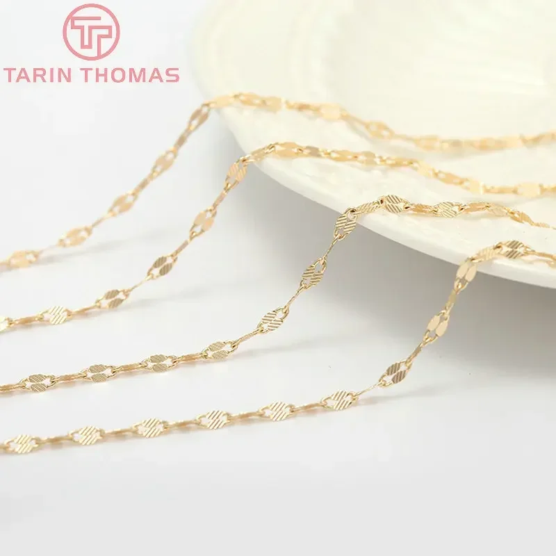 (6331)1 Meter 2.5MM 24K Gold Color Brass Necklace Chains High Quality Diy Jewelry Making Findings Findings Accessories Wholesale