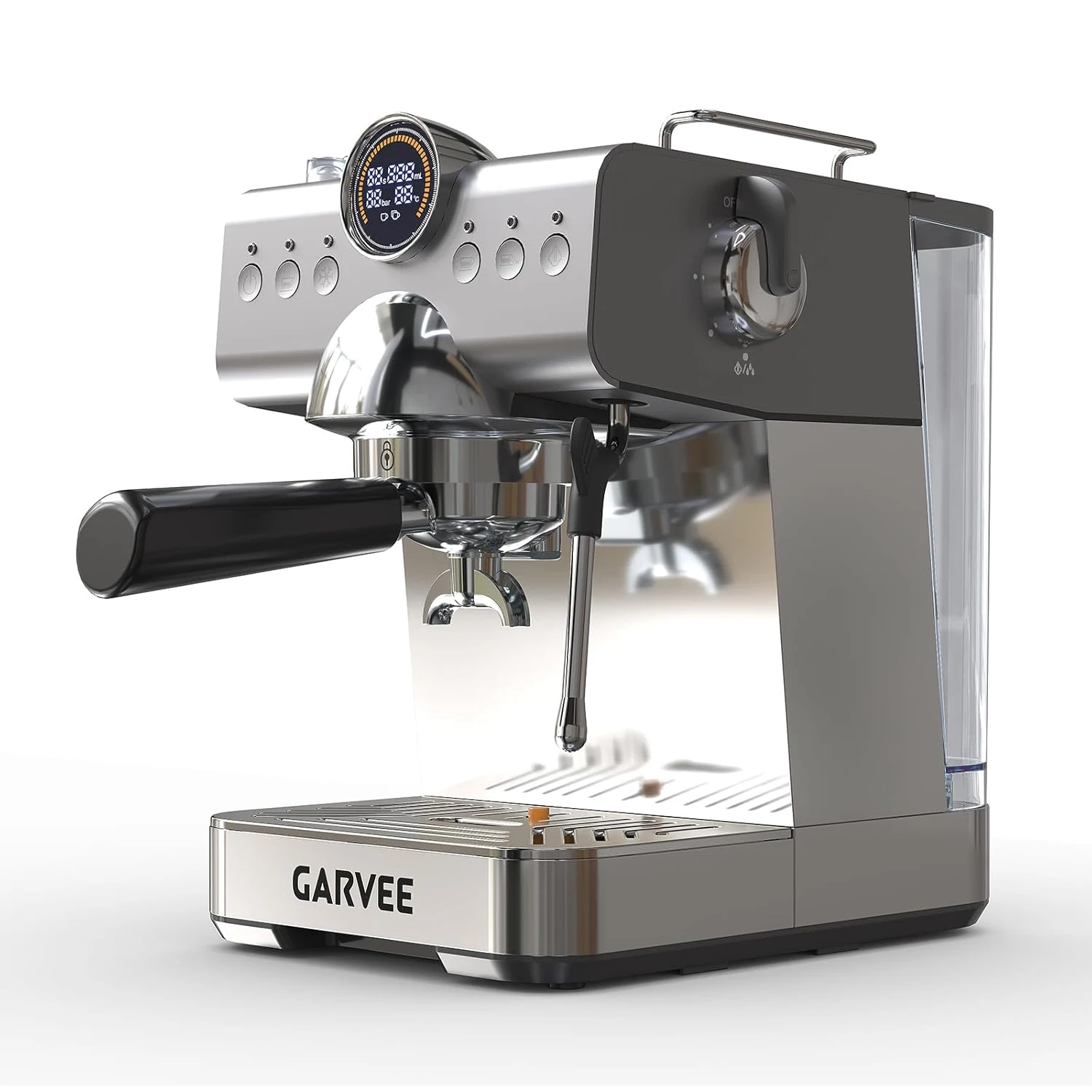 1450W Halbautomatische Italienische Kaffeemaschine mit 20 Bar Filter, Milchaufschäumer, 1,5L Wassertank und LED-Display für Latte