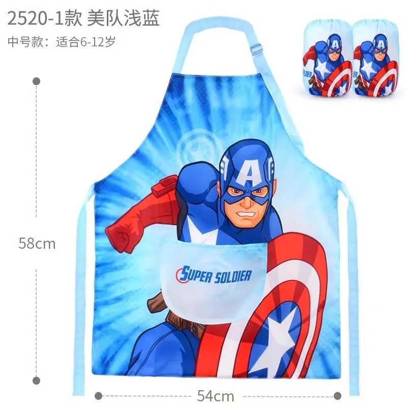 Marvel Captain America Cartoon Waterproof and Oil-resistant Apron Sleeves High-value Creative Baby Dirty-proof Clothing