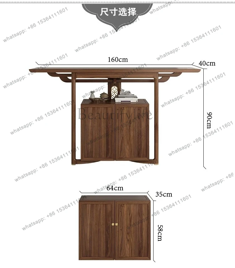 new Chinese-style home entrance cabinet household Shentai light luxury solid wood living room partition cabinet supply table