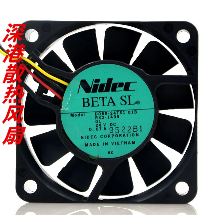 Nidec D06R-24TS1 DC 24V 0.07A 60X60X15Mm 3 Dây Máy Chủ Quạt Làm Mát
