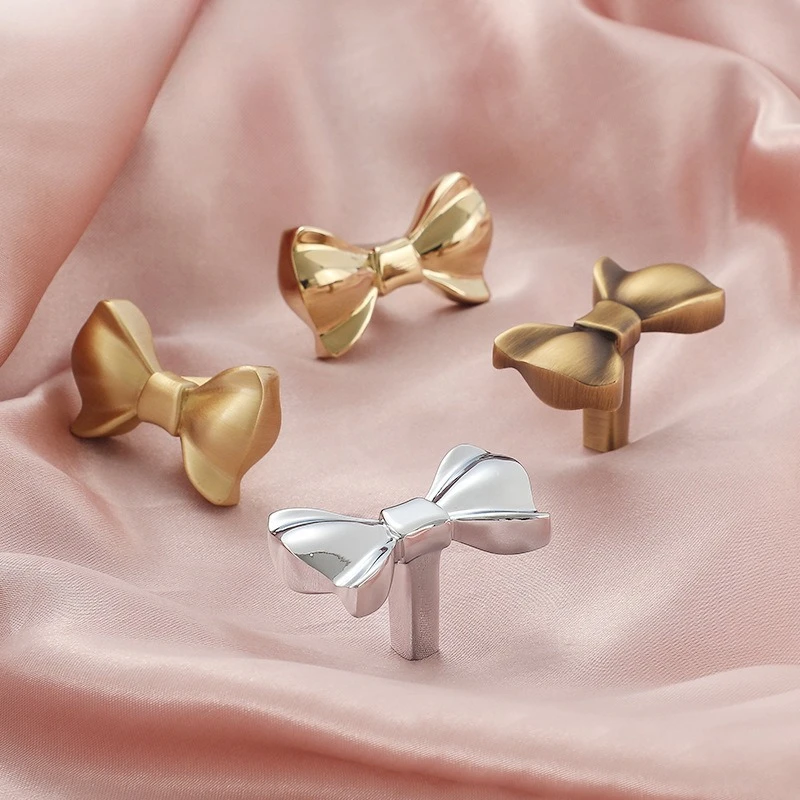 Brass Bow Wardrobe Handle All Copper Gold Chrome-plated Simple Drawer Handle Wardrobes/cabinets/drawers Pull Handle Single Hole