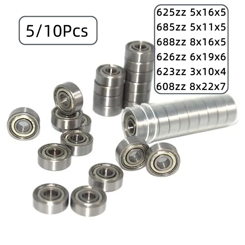 5/10pcs Miniature Bearings 625zz 685zz 688zz 626zz 608zz 623zz Silent Small Bearing Deep Groove Mini Ball Bearing