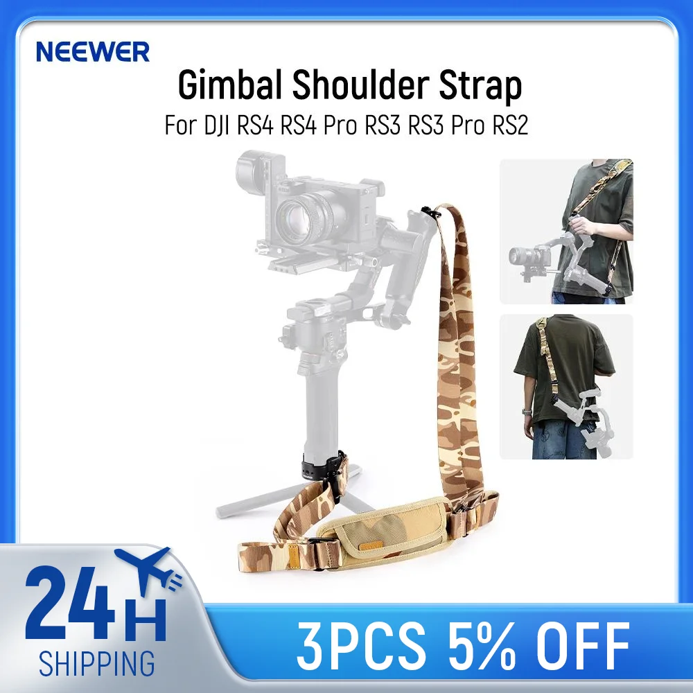 NEEWER RS4 RS3 Gimbal Shoulder Strap Weight Reducing Adjustable Padded Strap with Baseplate Quick Release For DJI  RS4 RS4 Pro