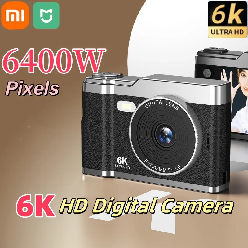 Xiaomi 6K HD Digital Camera 2.4in IPS Display 8X Zoom 64MP Video Camera With Fill Light 4K Selfie Camera For Kids Students Teens