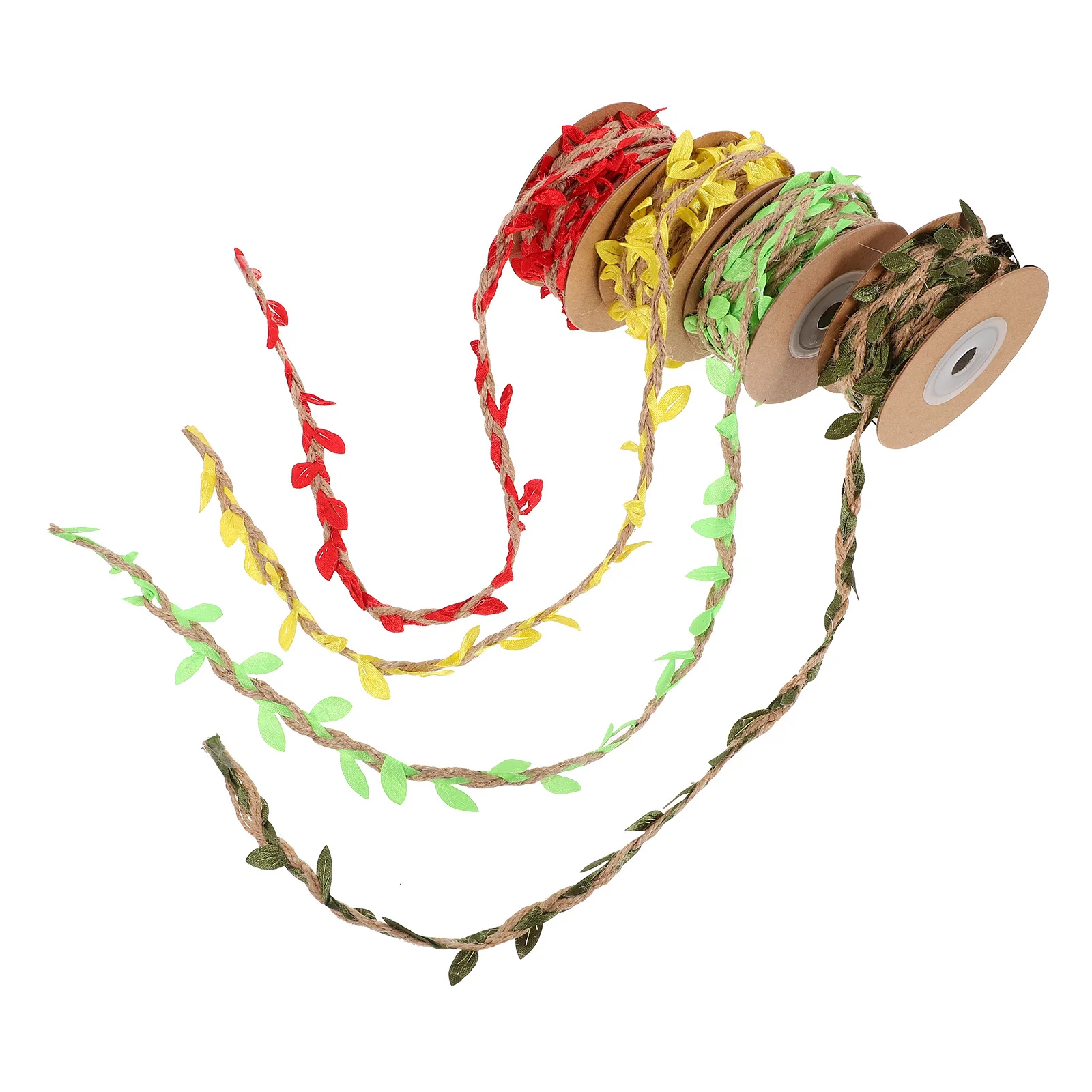 

4 Rolls Simulated Tree Leaf Hemp Rope Durable Floral Packing Crafting Hemp Rope for Bouquet Wrapping Garden Decorations