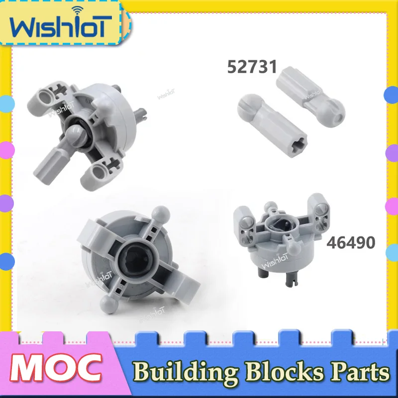 Piezas de bloques de construcción técnicos 46490, cubo de rueda, bola de Cardan CV, eje de transmisión de suspensión, dirección conjunta 52731, accesorios de ladrillos MOC