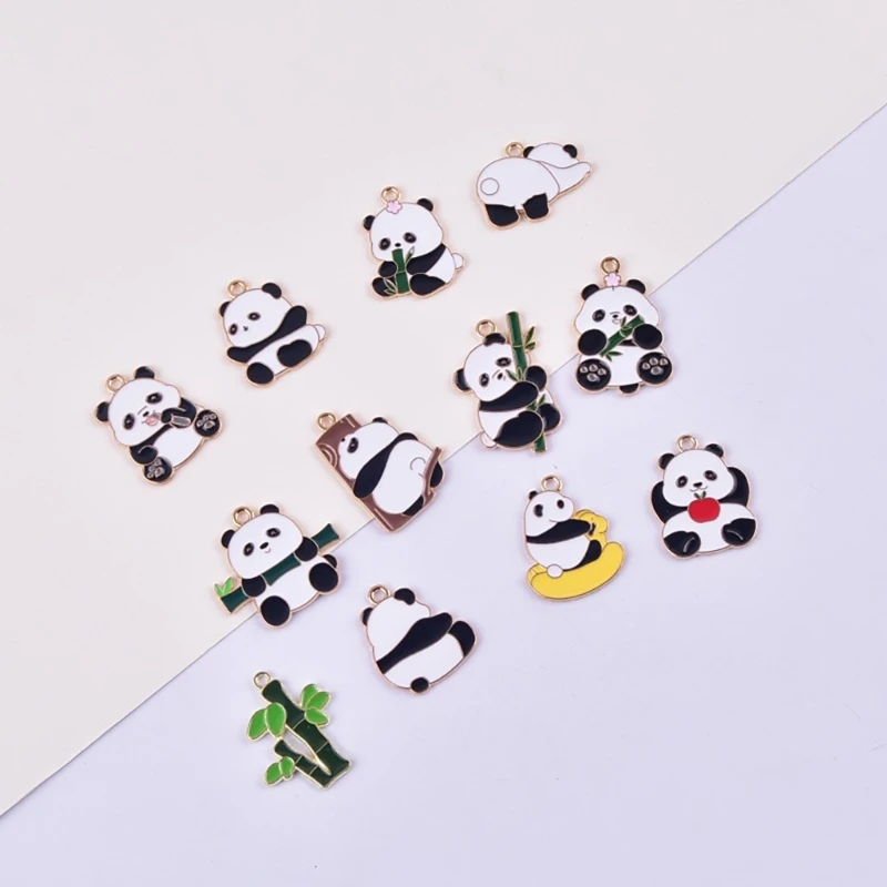 10pcs Cartoon Panda Charm Animal Shaped Pendant for Necklaces Bracelets and Keychains Handmade Jewelry Supplies N2UE