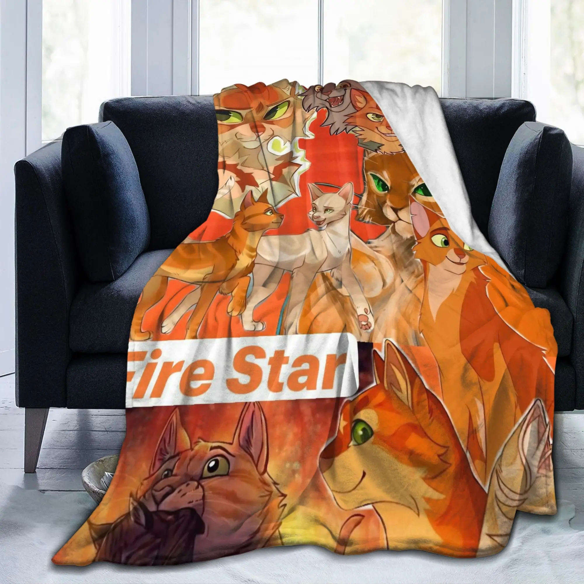 Warriors Fireheart Rusty Cats Flannel Blankets Cartoon Fashion Bedding Throw Blanket for Home Lightweight Lounge Multifunction